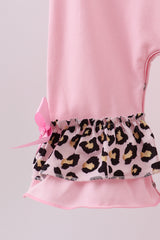 Pink santa claus leopard ruffle romper