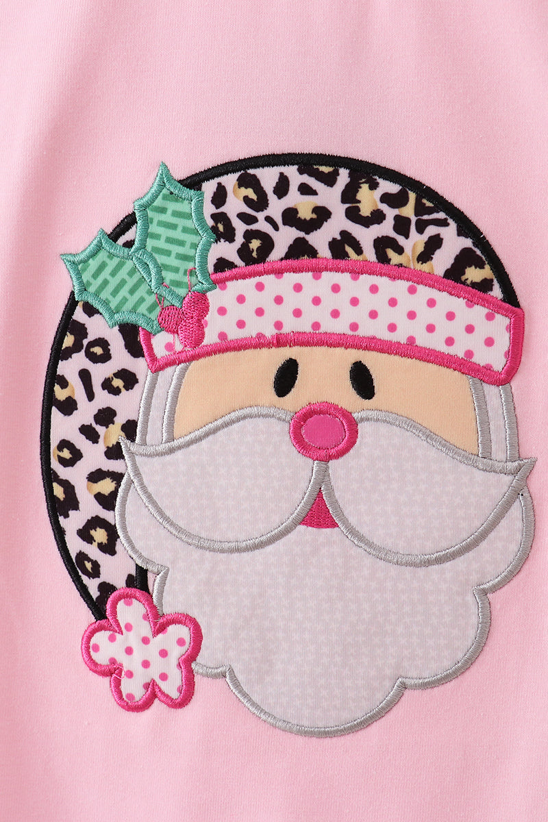 Pink santa claus leopard ruffle pants set