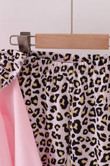 Pink santa claus leopard ruffle pants set