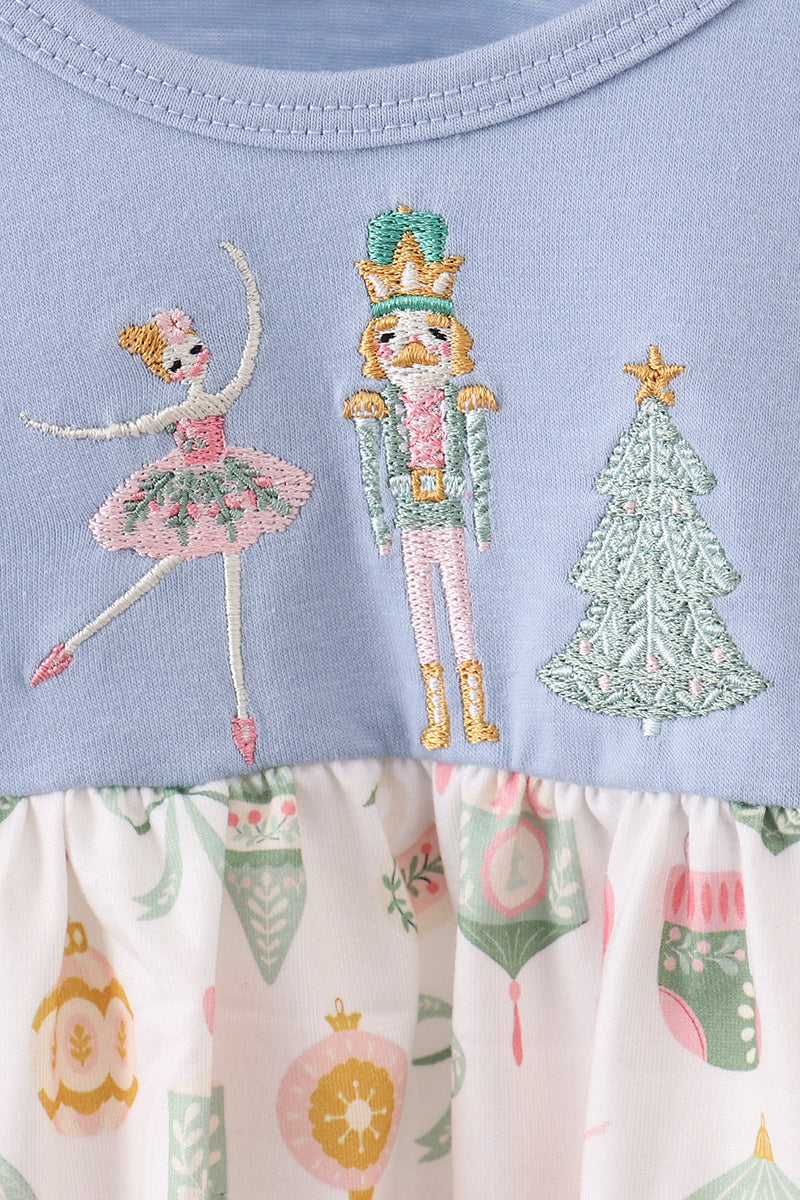 Blue nutcracker embroidery bloomer set