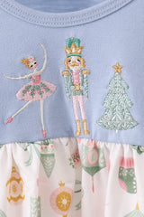 Blue nutcracker embroidery bloomer set