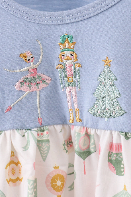 Blue nutcracker embroidery bloomer set