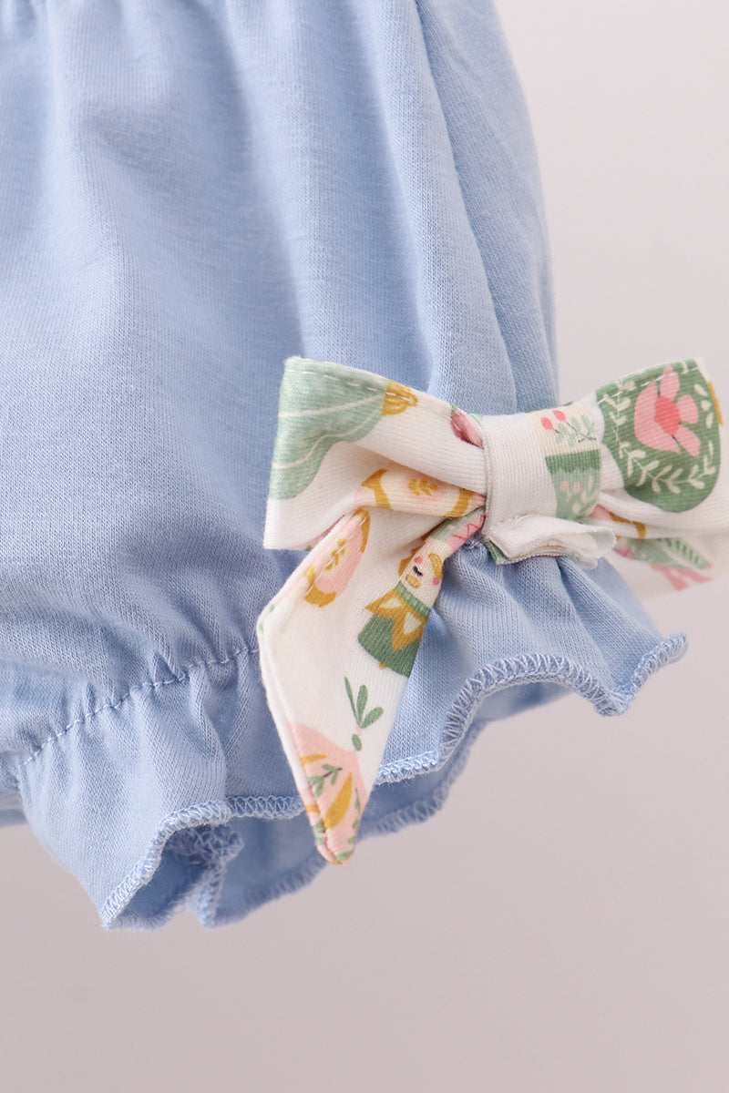 Blue nutcracker embroidery bloomer set