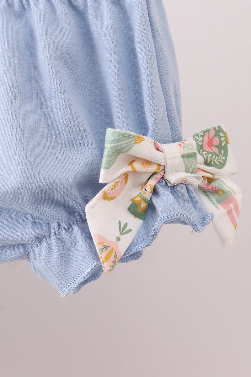 Blue nutcracker embroidery bloomer set