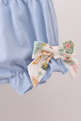 Blue nutcracker embroidery bloomer set