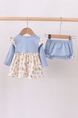 Blue nutcracker embroidery bloomer set