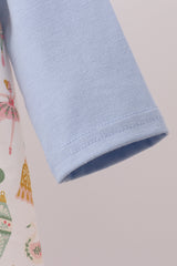 Blue nutcracker embroidery ruffle dress