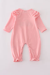 Pink believe embroidery ruffle romper
