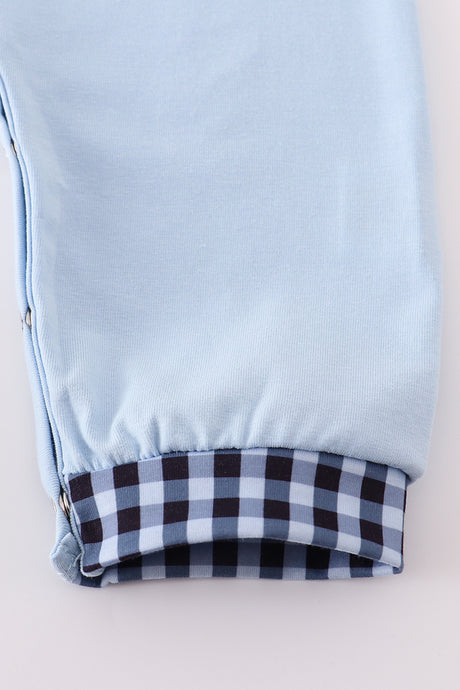 Blue believe embroidery romper