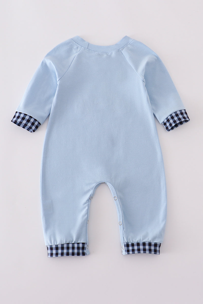 Blue believe embroidery romper