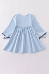 Blue believe embroidery dress