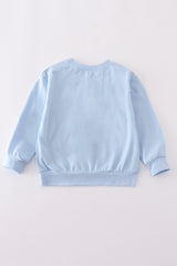 Blue believe embroidery top