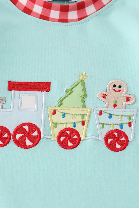 Mint gingerbread applique romper