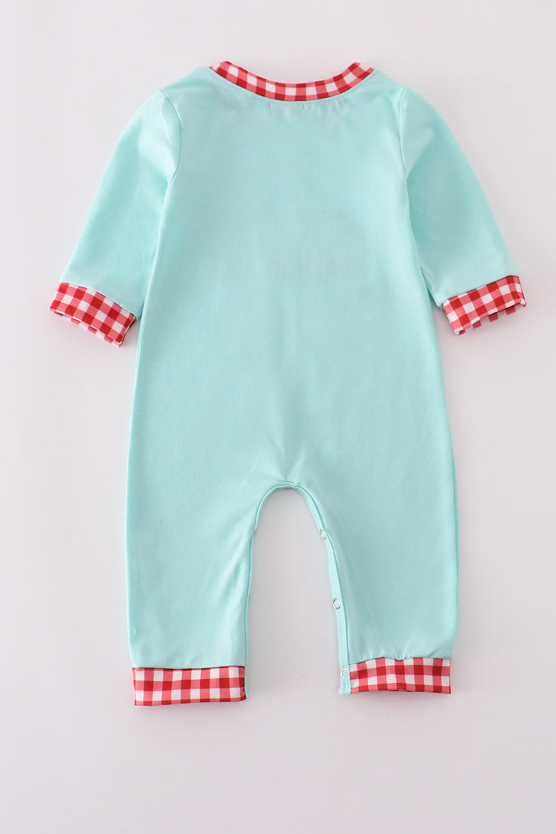 Mint gingerbread applique romper