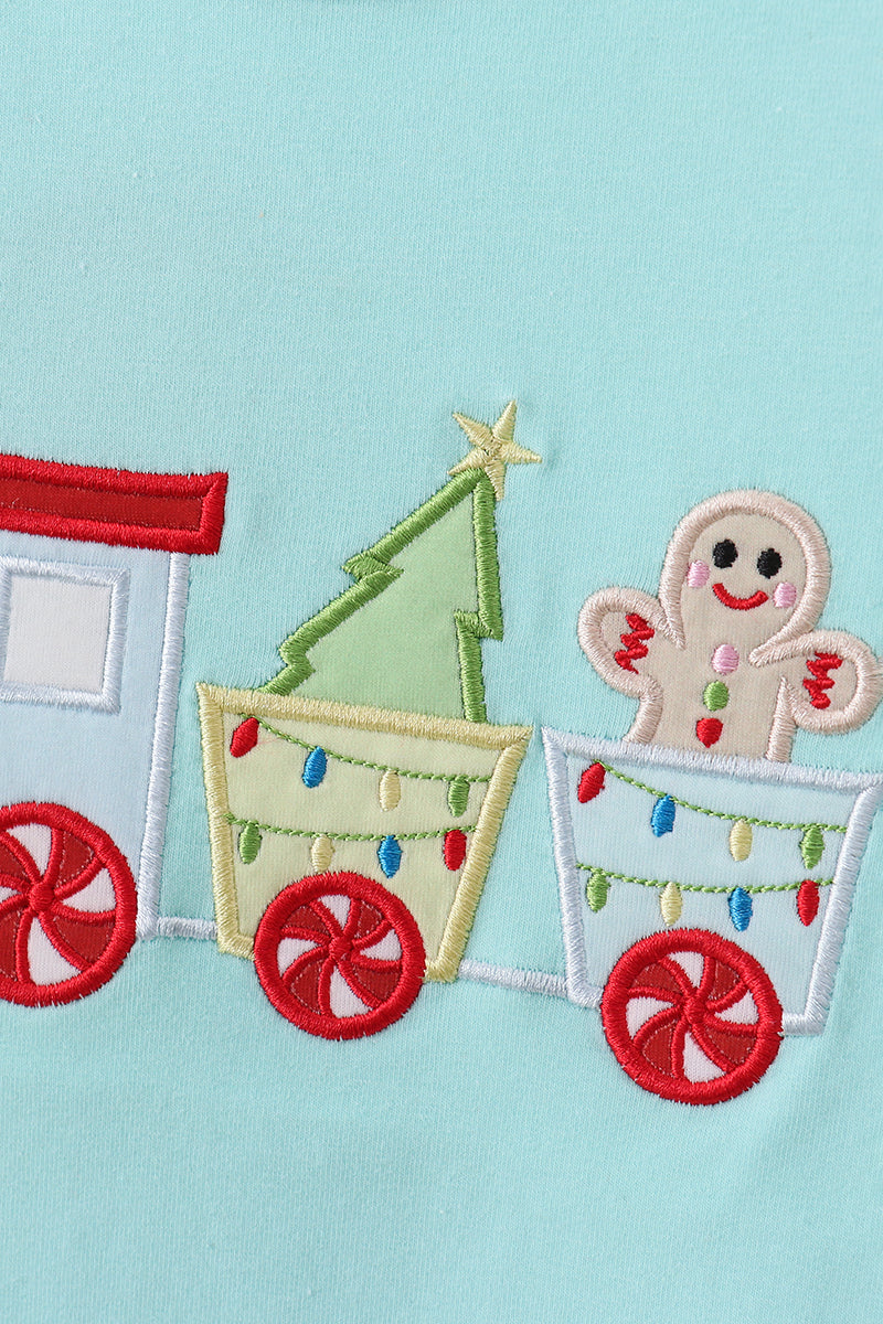 Mint gingerbread applique pants set