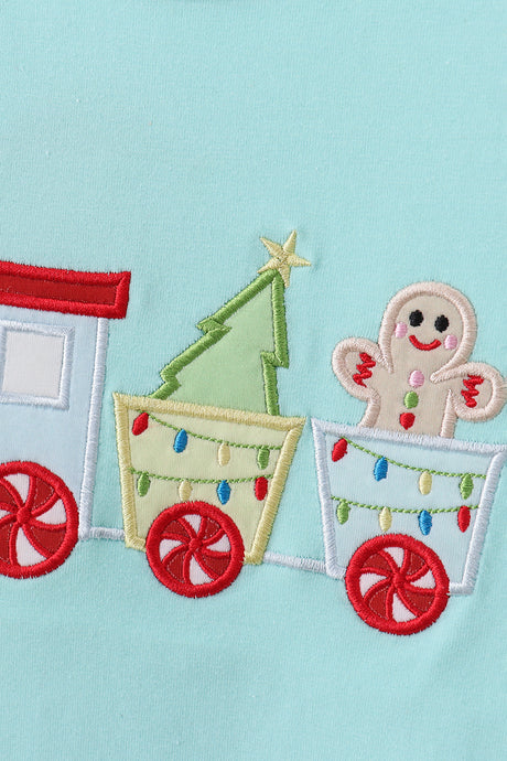 Mint gingerbread applique pants set