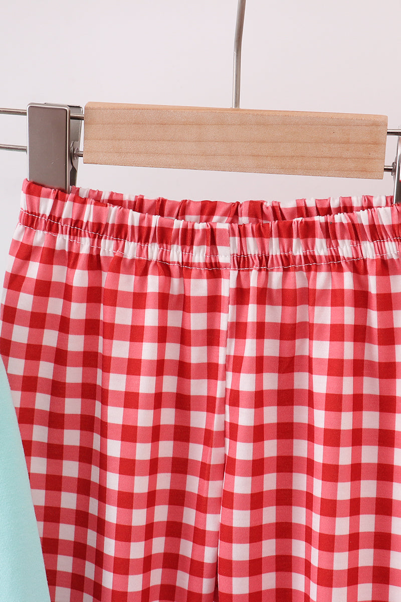 Mint gingerbread applique pants set