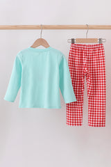 Mint gingerbread applique pants set