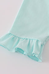 Blue GOIN TO THE ZOO embroidery ruffle pants set