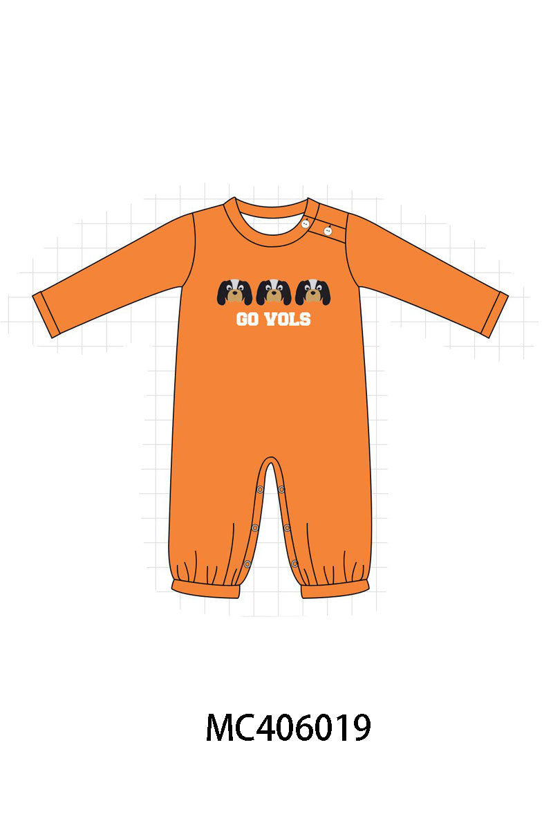 Orange go vols embroidery boy romper