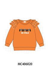 Orange go vols embroidery girl ruffle top