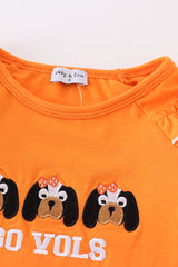 Orange go vols embroidery girl ruffle top