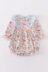 Pink&blue floral print ruffle bubble