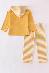 Mustard happy new year embroidery boy hoodie set