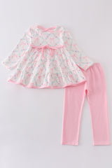 Pink floral ruffle girl set