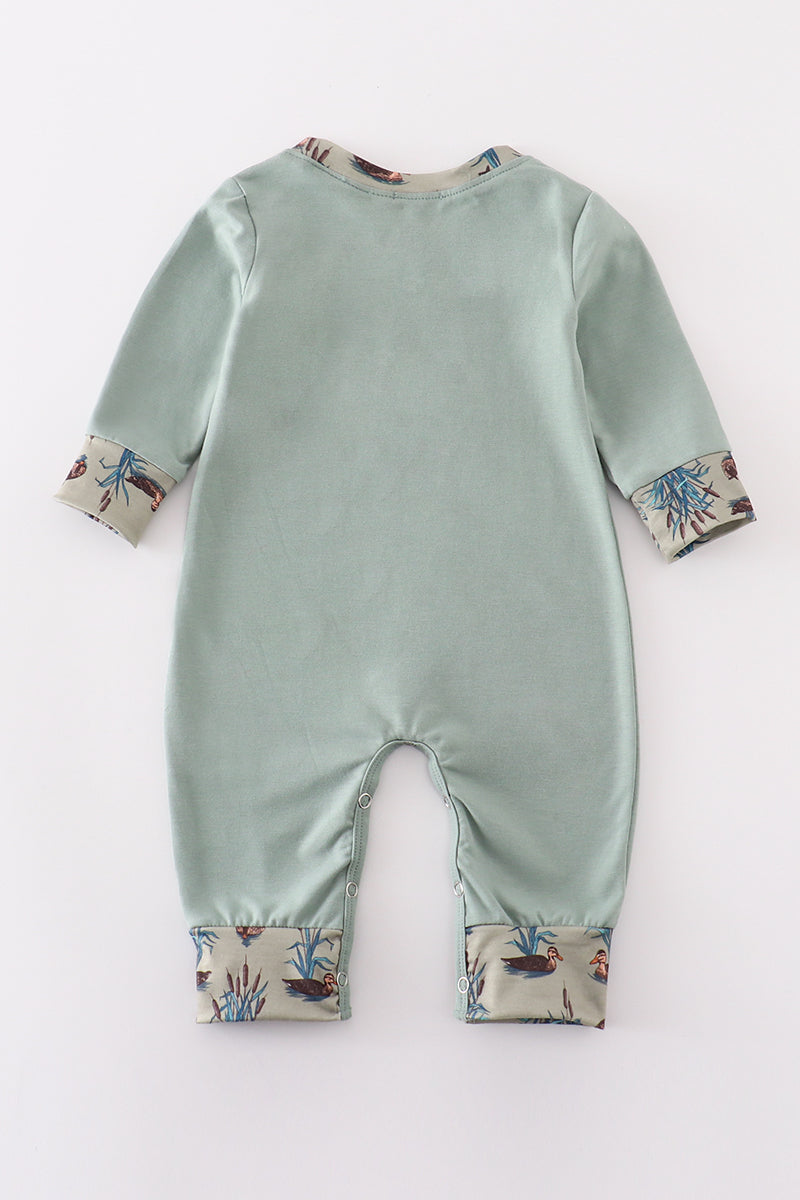 Sage duck french knot boy romper