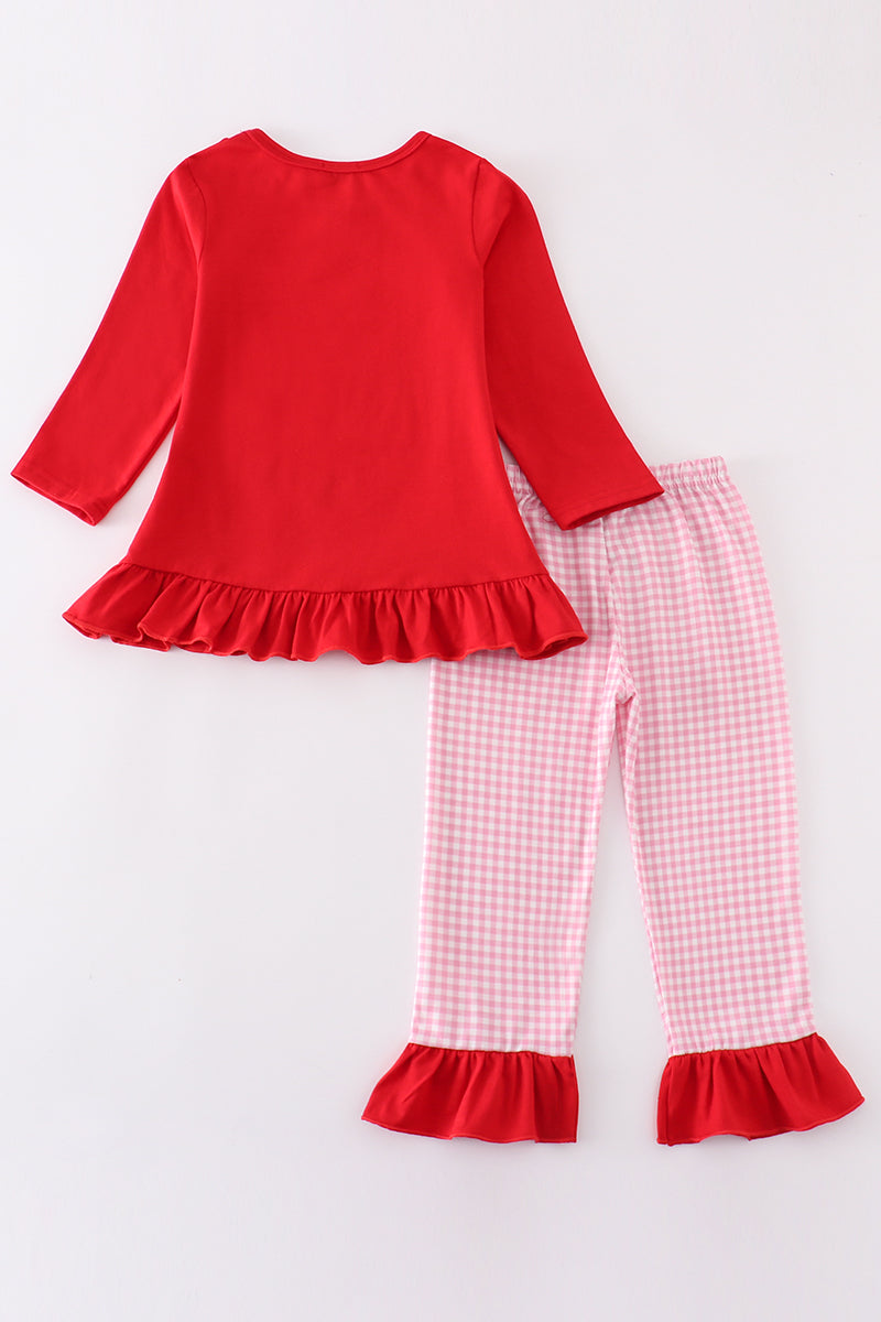 Red valentine XOXO applique girl set