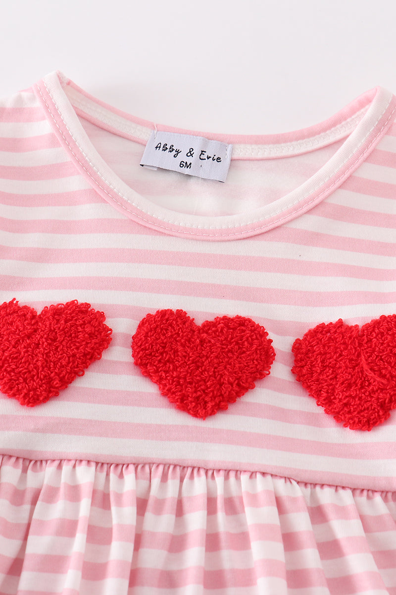 Pink stripe valentine heart french knot girl bubble