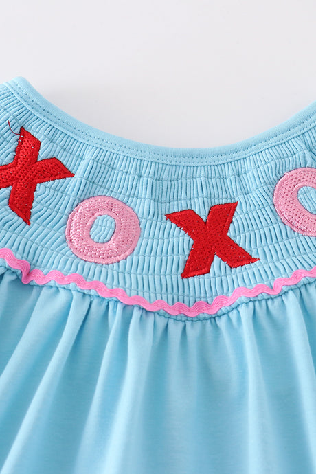 Blue valentine XOXO smocked girl dress