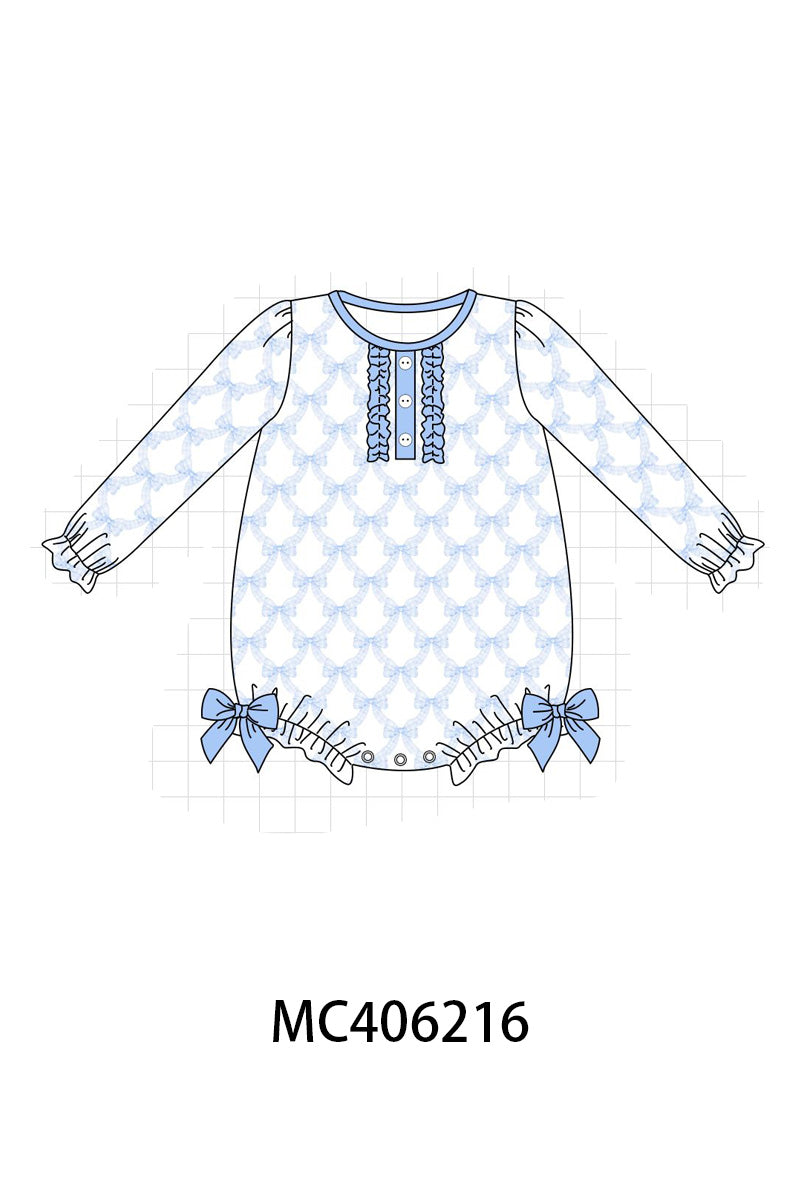 Blue bow ruffle bubble