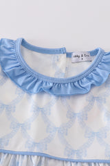 Blue bow ruffle dress