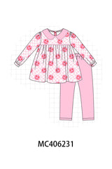 Pink valentine smile print girl set