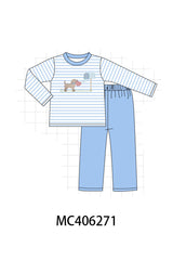 Blue valentine puppy embroidery boy set