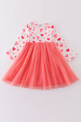 Pink valentine heart ruffle girl tutu dress