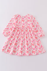 Pink valentine heart bow girl dress