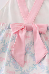 Pink bow print girl bloomer set