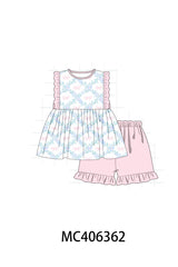 Pink bow print girl set