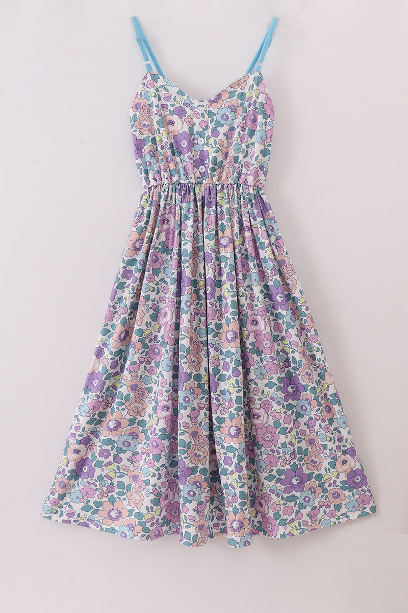 Purple floral women dress