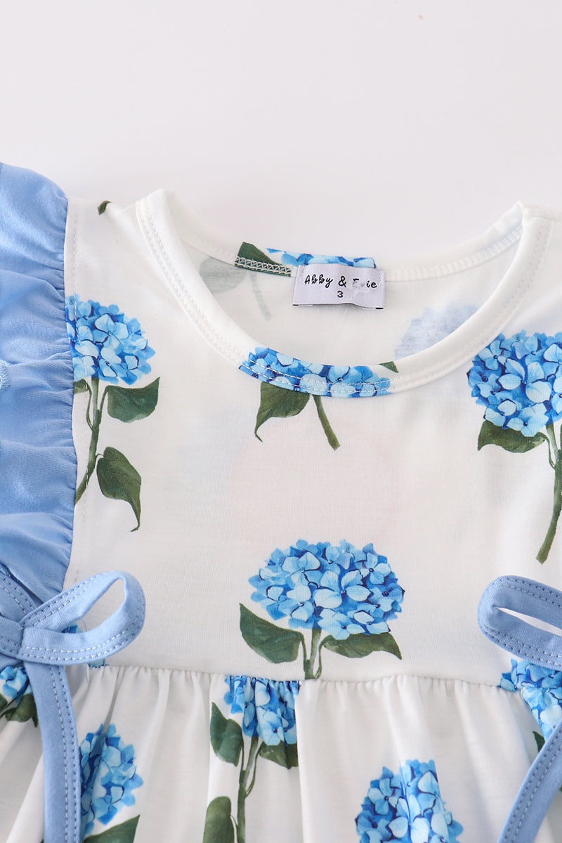 Blue hydrangea print girl set