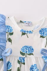 Blue hydrangea print girl set