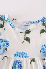 Blue hydrangea print girl dress