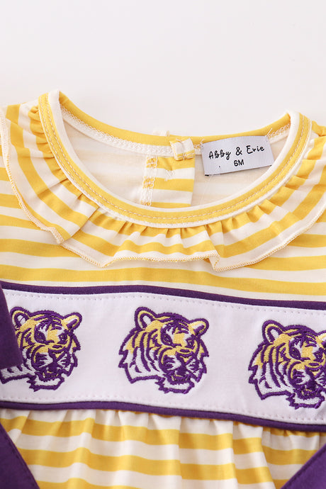 Yellow tiger embroidery LSU girl bubble