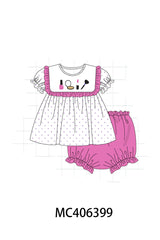 Rose makeup embroidery girl bloomer set