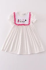 Rose makeup embroidery girl dress