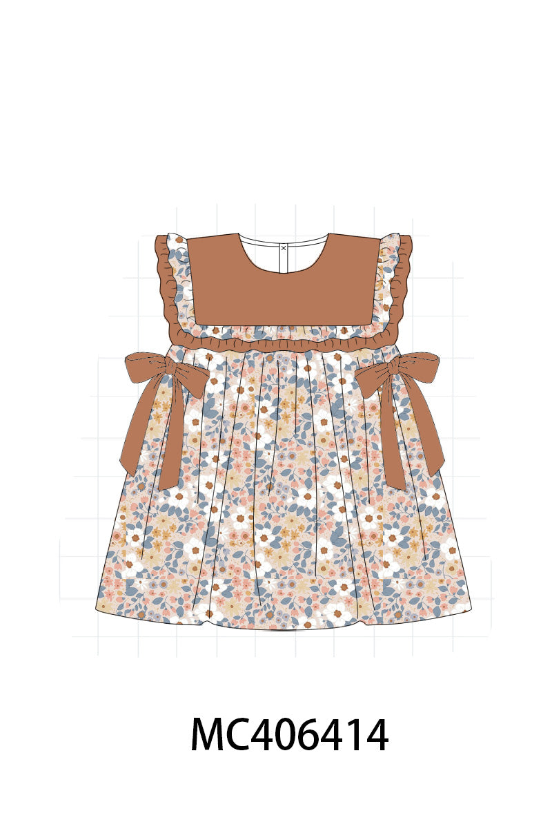 Brown floral print dress