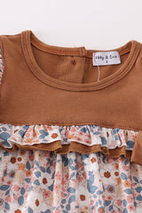 Brown floral print dress